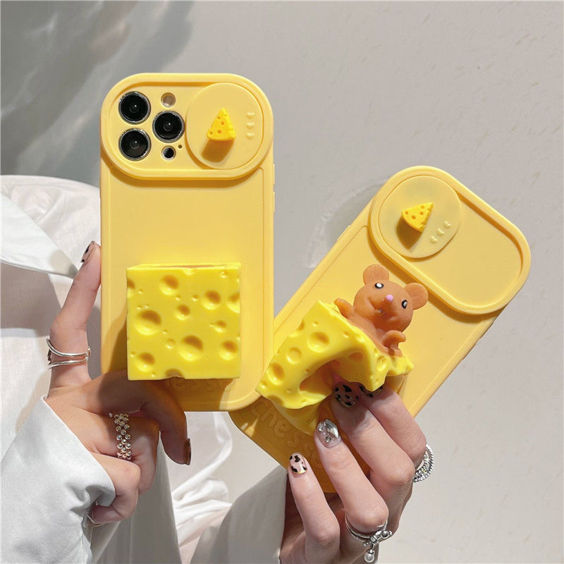 LF つまむ チーズネズミ プッシュプルウィンドウ  カメラ保護  携帯電話ケース